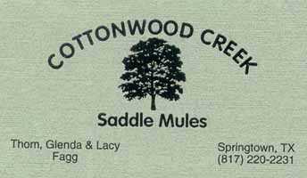 Cottonwood Creek Mules (8639 bytes)